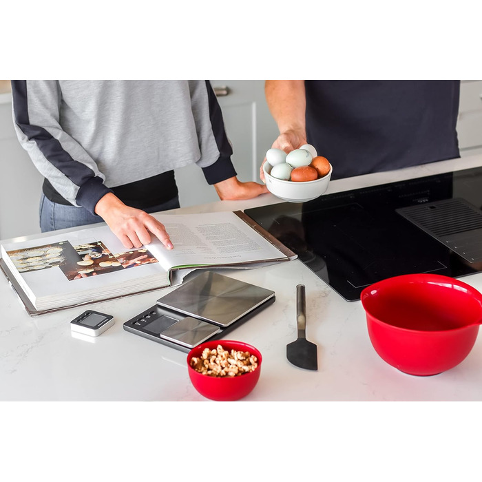 Кухонні ваги KitchenAid цифрові з двома платформами, до 5000г/500г, чорні, з таймером