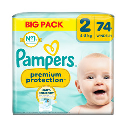 Підгузки Pampers Premium Protection розмір 2 (4-8 кг), 74 шт, подвійний захист від протікань