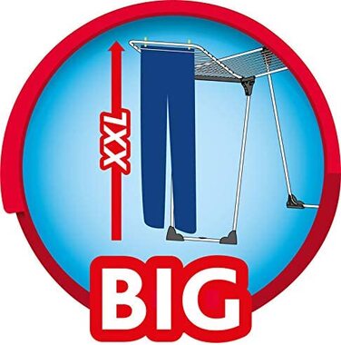 Сушарка для білизни Vileda Magnum XXL з крилами, 24 м, мобільна на колесах, 1,28 м, біла