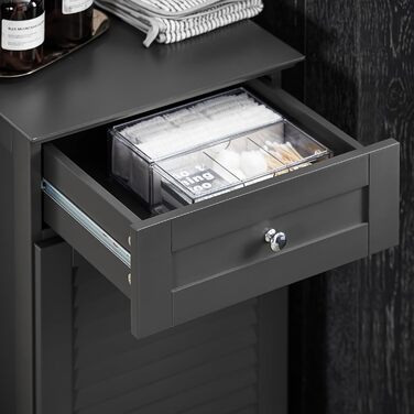 Шафа для білизни SoBuy BZR73-DG з висувним кошиком, темно-сіра, 40x90x38 см, для ванної, органайзер для прання