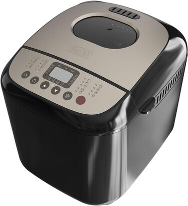 Хлібопечка BLACK+DECKER BXBM600E з 17 програмами для хліба, йогурту, випічки та джему | Потужність 600W | Регулювання ваги випічки до 1 кг | 15 годин програмування | Знімний контейнер для випічки