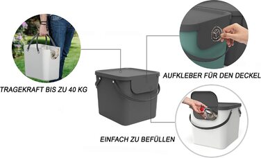 Сортувальні контейнери Rotho Albula 40 л, набір 2 шт, кухонні, пластик BPA-free, антрацит/синій