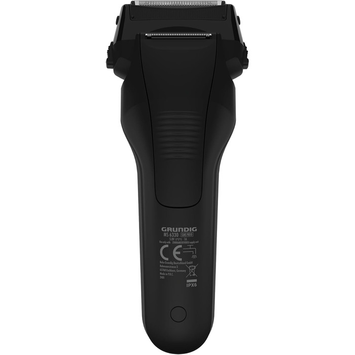 Чоловіча електробритва GRUNDIG MS 6330, 60 хв роботи, висувний тример, 3-різальний блок, 74% перероблений пластик, для подорожей, чорна