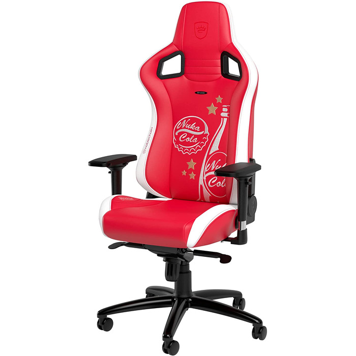 Ігрове крісло noblechairs Epic Nuka Cola, ергономічне, офісне, PU-шкіра, з підголівником та поперековою підтримкою, для користувачів до 120 кг і 185 см, спеціальна серія