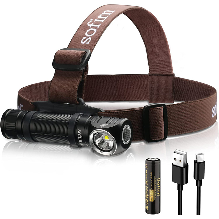 Лобовий ліхтар Sofirn HS40 2000 люмен, світлодіодний, USB Type-C, 8 режимів, водонепроникний IPX8, для нічного бігу, кемпінгу
