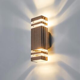 Стіна LED світильник вуличний IP65 GU10 Up Down (вгору-вниз), тепле світло 3000K, вологозахищена підсвітка для тераси та фасаду будинку, сірий/бронза