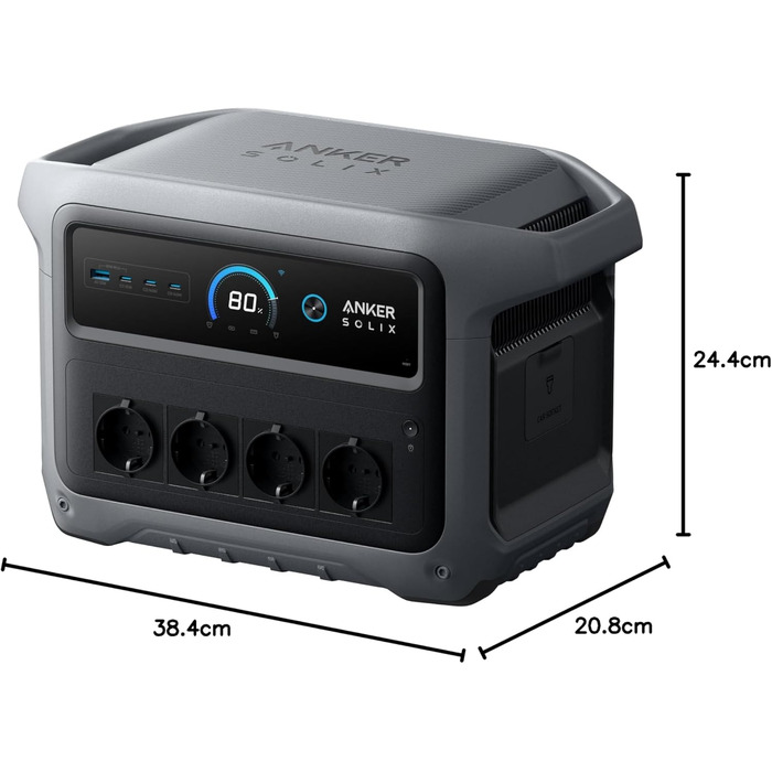 Портативна електростанція Anker SOLIX C1000 Gen 2, 2000Вт сонячний генератор, LiFePO₄ акумулятор 1024Вт-год, швидка зарядка за 49 хв, для кемпінгу та резервного живлення