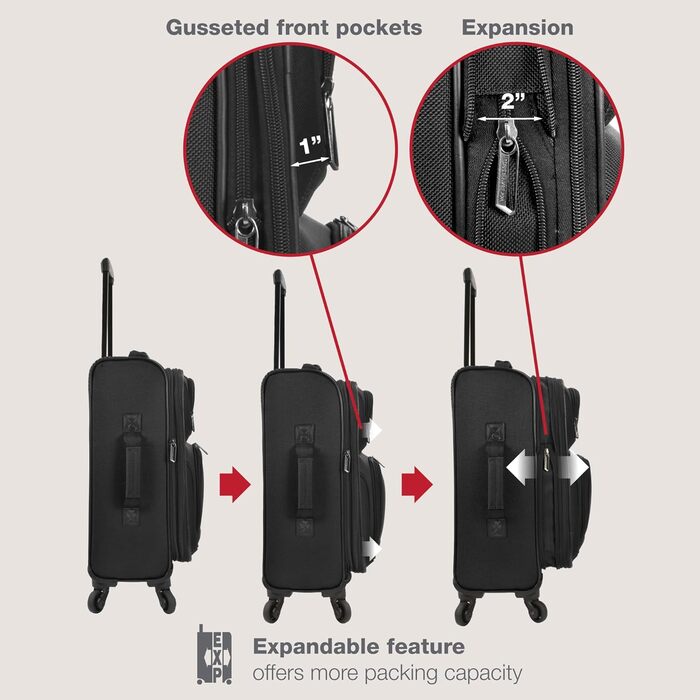 Чемодан ручної поклажі U.S. Traveler Rio, колір кобальтово-синій (чорний), 4 колеса