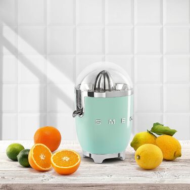 Соковитискач для цитрусових SMEG CJF11PGEU електричний, 70 Вт, нержавіюча сталь, захист від капання, пастельно-зелений