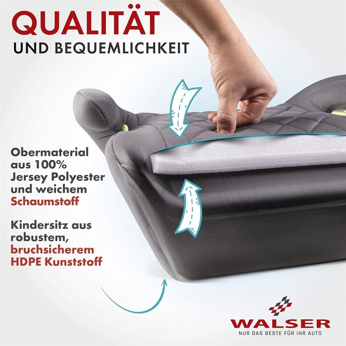 Дитяча автопідставка WALSER Premium Andy, 125-150 см, чорна, без ISOFIX, новий стандарт ECE R129 (2024), вузька, якість 'Дуже добре'