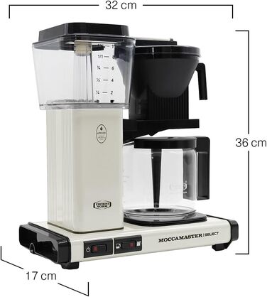 Кавоварка Moccamaster KBG Select ретро, фільтр, 1.25 л, офф-вайт