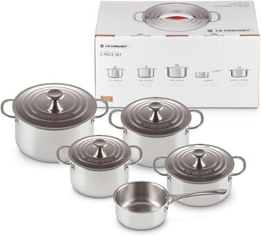 LE CREUSET Сковорода з антипригарним покриттям 24 см, нержавіюча сталь, 3-шарова, набір 5 шт.