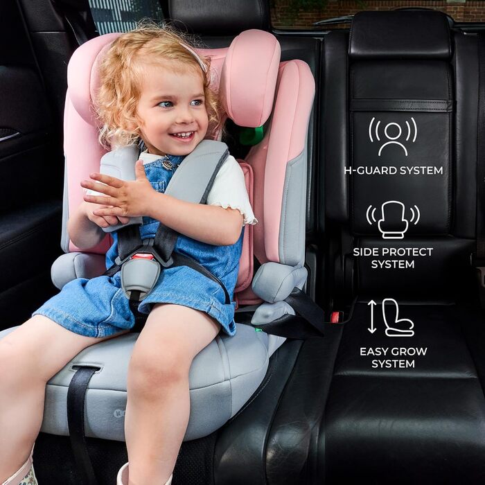 Автокрісло Kinderkraft I-COMFY 76-150 см, регульоване, з 5-точковим ременем, система EASY GROW, темно-сірий