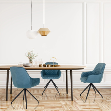 Стілець обідній ELVERUM Velvet синьо-сірий hjh LIVING