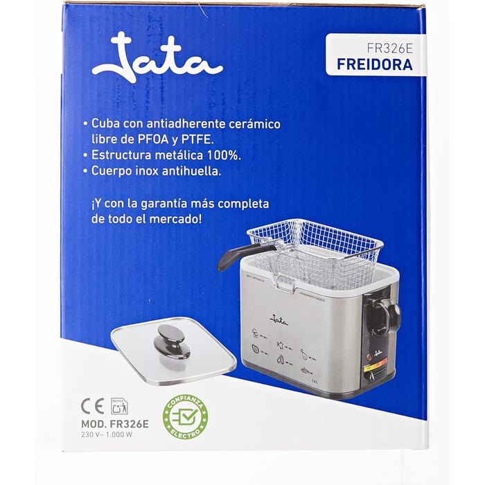 Фритюрниця Jata FR326E, 1000 Вт, 1.3 л, чорна/срібляста