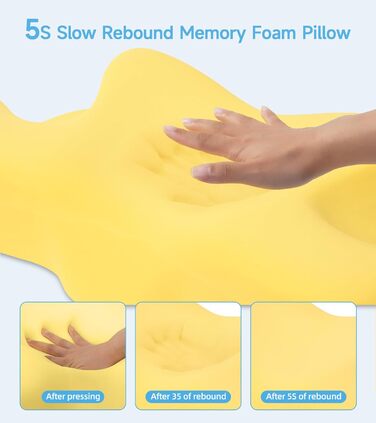 Ортопедична подушка для шиї Jiaao з піни Memory Foam, комфортна подушка для сну, універсальна для спини, боків і живота, знімний чохол, 64x39x13 см, рибний дизайн