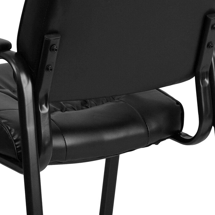 Крісло-табурет Haeger Flash Furniture з шкіри, з порошковим покриттям каркасу кольору титанового сірого, чорне