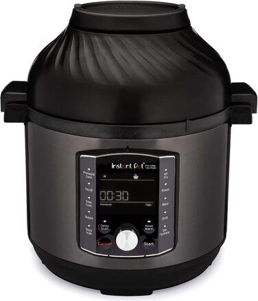 Електромультиварка Instant Pot Pro Crisp 11-в-1, 7.6 л, 1500 Вт, скороварка, аерофритюрниця, повільноварка, пароварка, гриль, дегідратор, sous-vide, чорна нержавіюча сталь