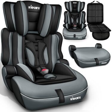 Автокрісло KIDUKU® 9-36 кг (1-12 років) 3-в-1, ECE R129/03, Група 1/2/3, чорний/сірий