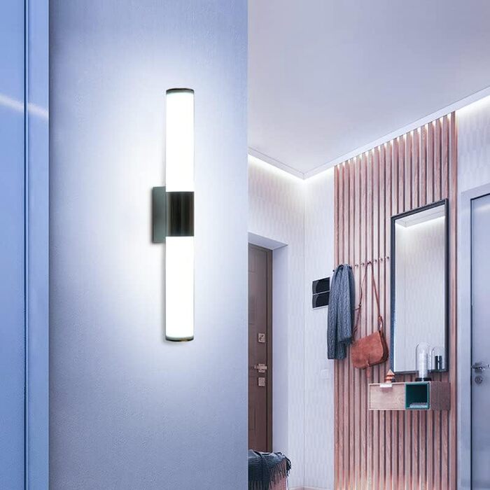 ELINKUME LED дзеркальна лампа для ванної 40 см, 8 Вт, IP65, холодне світло, 880 Лм, водонепроникна, настінна, з нержавіючої сталі, для макіяжу та освітлення шафи