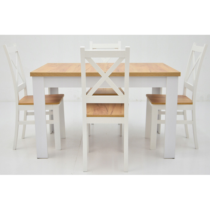 Комплект: розкладний стіл 80x140/180 та 4 стільці Krzyżak, колір дуб крафт