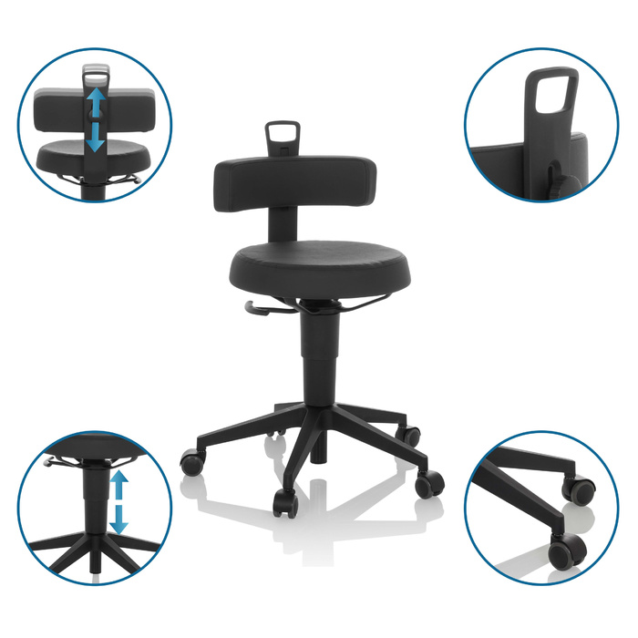 Робочий табурет / балансирне крісло TOP WORK FLEX PU black hjh OFFICE