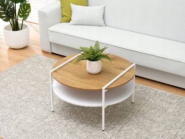 Журнальний стіл Mebel-Partner круглий, 80 x 80 x 45 см, білий дуб