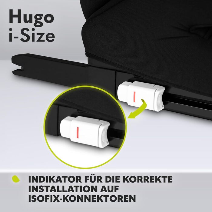 Автокрісло Lionelo Hugo i-Size R129 Група 2/3 (100–150 см) – ISOFIX, регульована підголовник з Memory Foam, бічний захист, комфортні підлокітники, чорний карбон