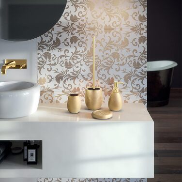 Керамічна туалетна щітка Gedy Gold G-Astrid, 47×11,5×11,5 см, унікальний дизайн, 2 роки гарантії