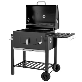 Вугільний гриль-смокер BBQ, з полицею, тримачем для рушника та 2 решітками, 113 x 65 x 108 см, чорний