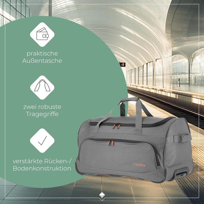 Дорожня сумка на колесах Travelite Basics Fresh L, 71 см, 89 л, антрацит (сірий)