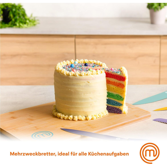 Набір обробних дощок MasterChef з бамбука, 3 штуки, кольорове маркування, 38×27,5 см, 34×23,5 см, 23×15 см, для кухні, підходять для миття в посудомийній машині