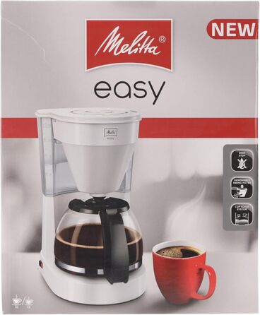 Кавоварка Melitta Easy з фільтром, скляною колбою, антикрапельною системою, на 10 чашок, біла