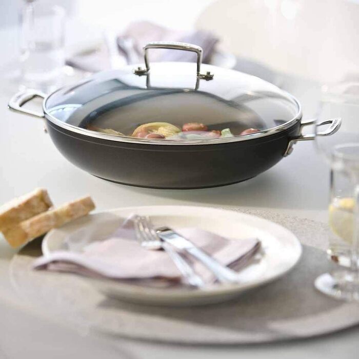 Сковорода Le Creuset з антипригарним покриттям з кришкою, 26 см, для всіх типів плит (вкл. індукційні), антрацит/срібло