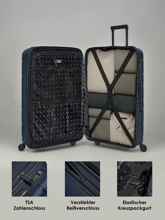 Набір валіз REDOLZ Essentials 11 з ABS-пластику, 3 шт., Midnight Blue — легкі дорожні валізи з TSA-замком, подвійними колесами та розширенням 6 см