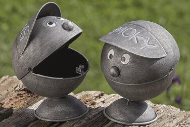 Металева попільничка Boltze Smoky у вигляді обличчя, кругла, для балкона, саду, тераси, 2 варіанти, 1 шт, випадковий вибір