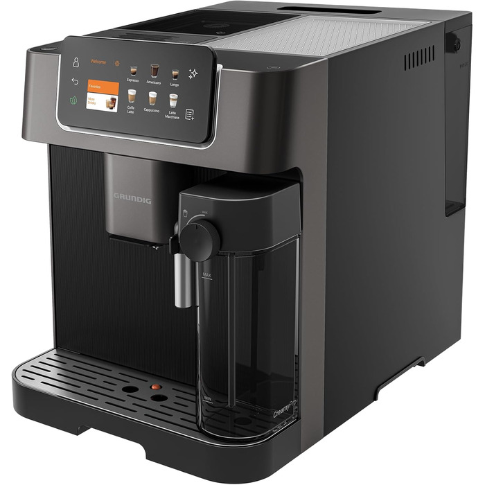 Кавомашина автоматична Grundig KVA 8230, 19 бар, сталева кавомолка, капучинатор, підігрів чашок, чорний/сріблястий