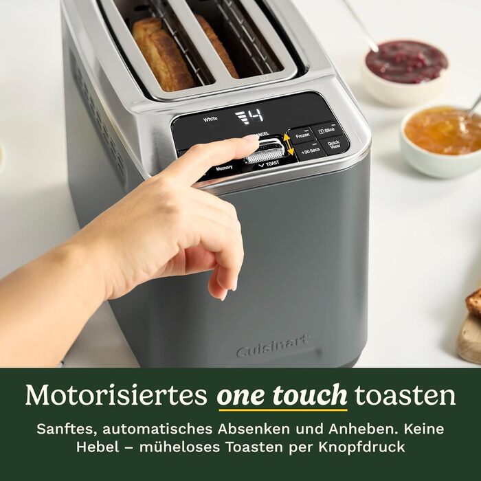 Тостер Cuisinart Smart Elite на 2 тости | Довгі слоти для хліба, пам'ять налаштувань, підйом тостів, режим для булок, розморожування + Boost