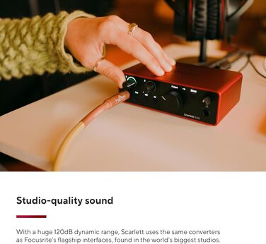 Focusrite Scarlett Solo 4 (4th Gen) USB аудіоінтерфейс для гітаристів, вокалістів та продюсерів - студійна якість звуку + ПО