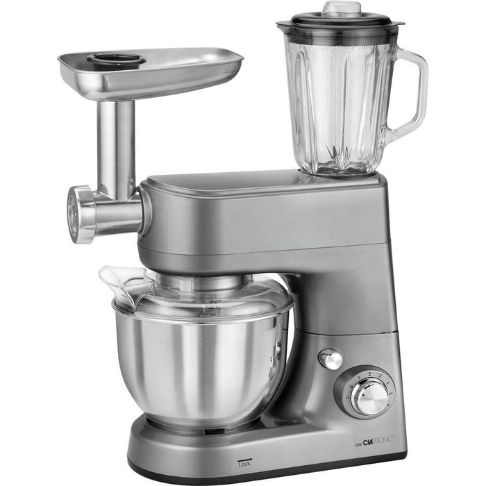 Кухонний комбайн Clatronic KM 3648, 1000 Вт, 5 л, нержавіюча сталь, мультифункціональний, титан