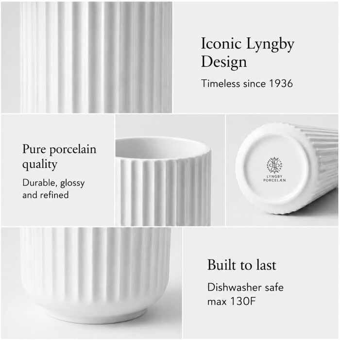 Ваза Lyngby Porcelæn H20.5 см біла – класичний данський дизайн