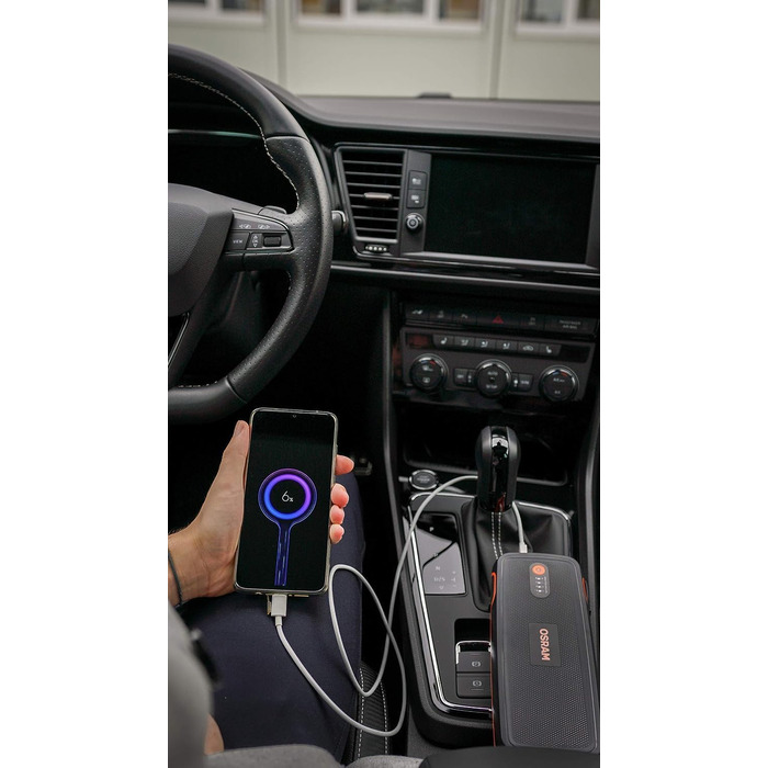Osram BATTERYstart 400: Літієвий пусковий пристрій 2000A 12V з Powerbank для бензинових та дизельних двигунів (до 8L бензин, 4L дизель), 16800mAh