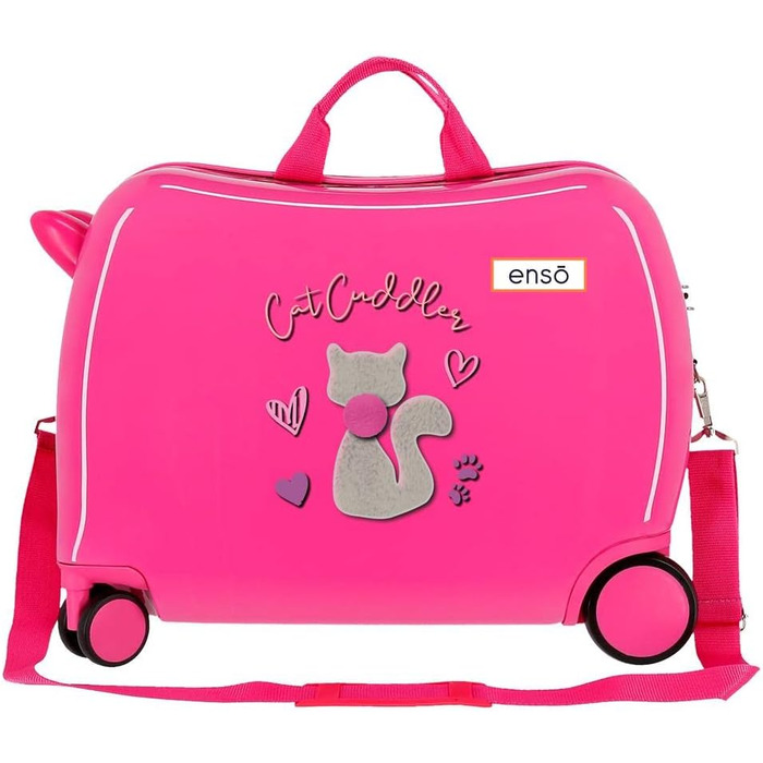 Дитяча валіза Enso Cat Cuddler, рожева, 50x38x20 см, жорсткий корпус, ABS, кодовий замок, 34 л, 1,8 кг, 4 колеса, ручна поклажа