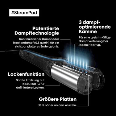 L'Oréal Professionnel SteamPod 4 професійний паровий стайлер для волосся з паровою технологією, для всіх типів волосся, вирівнює та створює локони