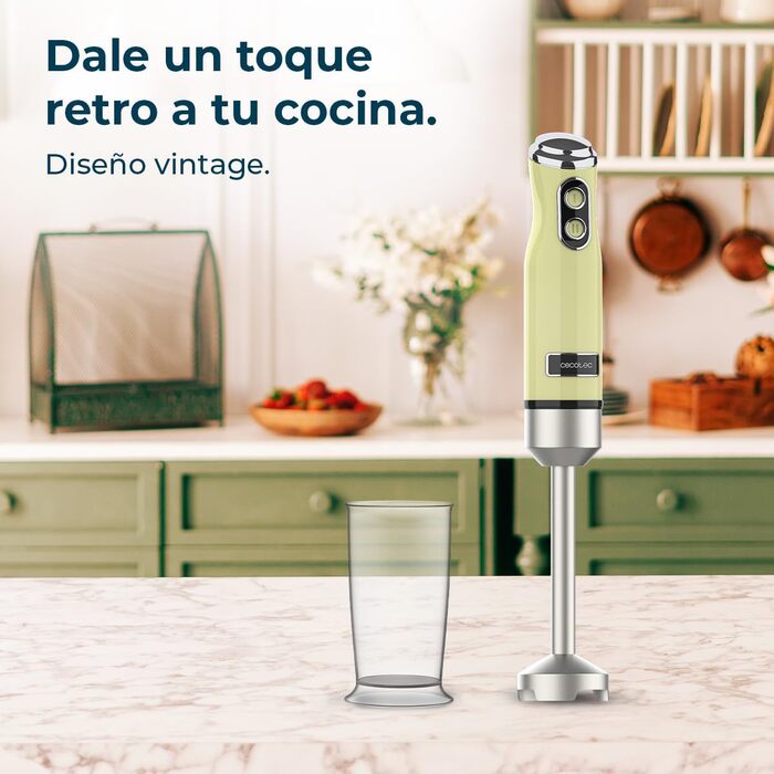 Міксер ручний Cecotec Retro Power Retro 1200MAX, 1200 Вт, зелений, 0.5л чаша, ретро дизайн