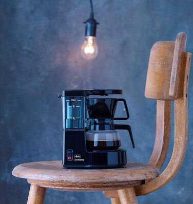 Кавоварка Melitta Aromaboy 1015-02 з фільтром, скляна каністра, чорна, компактна, пластикова, набір зі скляною каністрою