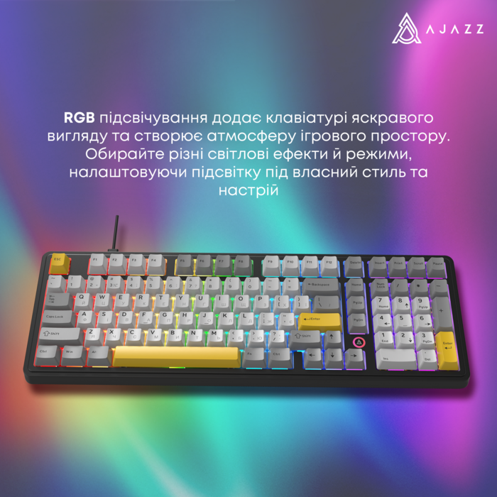 Дротова магнітна клавіатура Ajazz AK980 MAX Magnetic switches Black Grey Yellow (AK980-MAX-M-BGY)