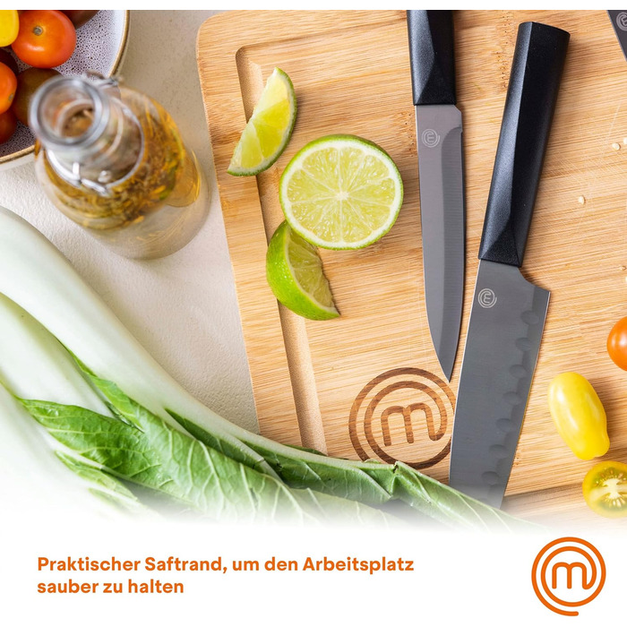 Дерев'яна обробна дошка MasterChef з жолобком для соку, натуральна, екологічна, 39x27x3 см, надміцна, деревне забарвлення, для кухні