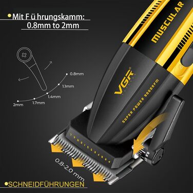 Машинка для стрижки VGR 285 Fresh Fade професійна, акумуляторна, 9000 об/хв, з LED-дисплеєм для чоловіків