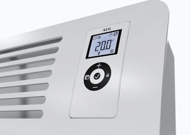Електричний конвектор AEG WKL 1500 Comfort, 1500 Вт, енергоощадний, для 20 м², алюмінієва панель, VDE, LCD-дисплей, тижневий таймер, 120-хв. таймер, безшумний режим